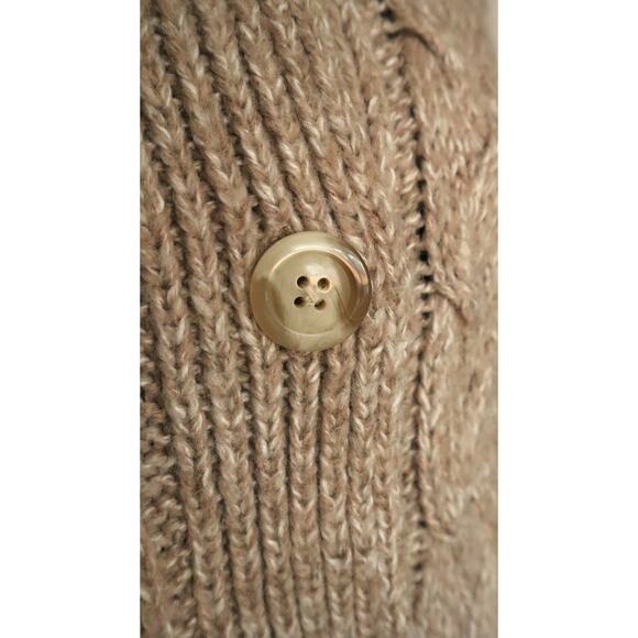 Vintage Y2K Old Navy Beige Brown Wool Poncho Womens Cable Knit Collar Large - Picture 3 of 9